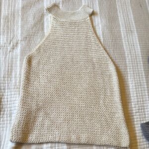 Zara Cream Ribbed Sleeveless Tank Top